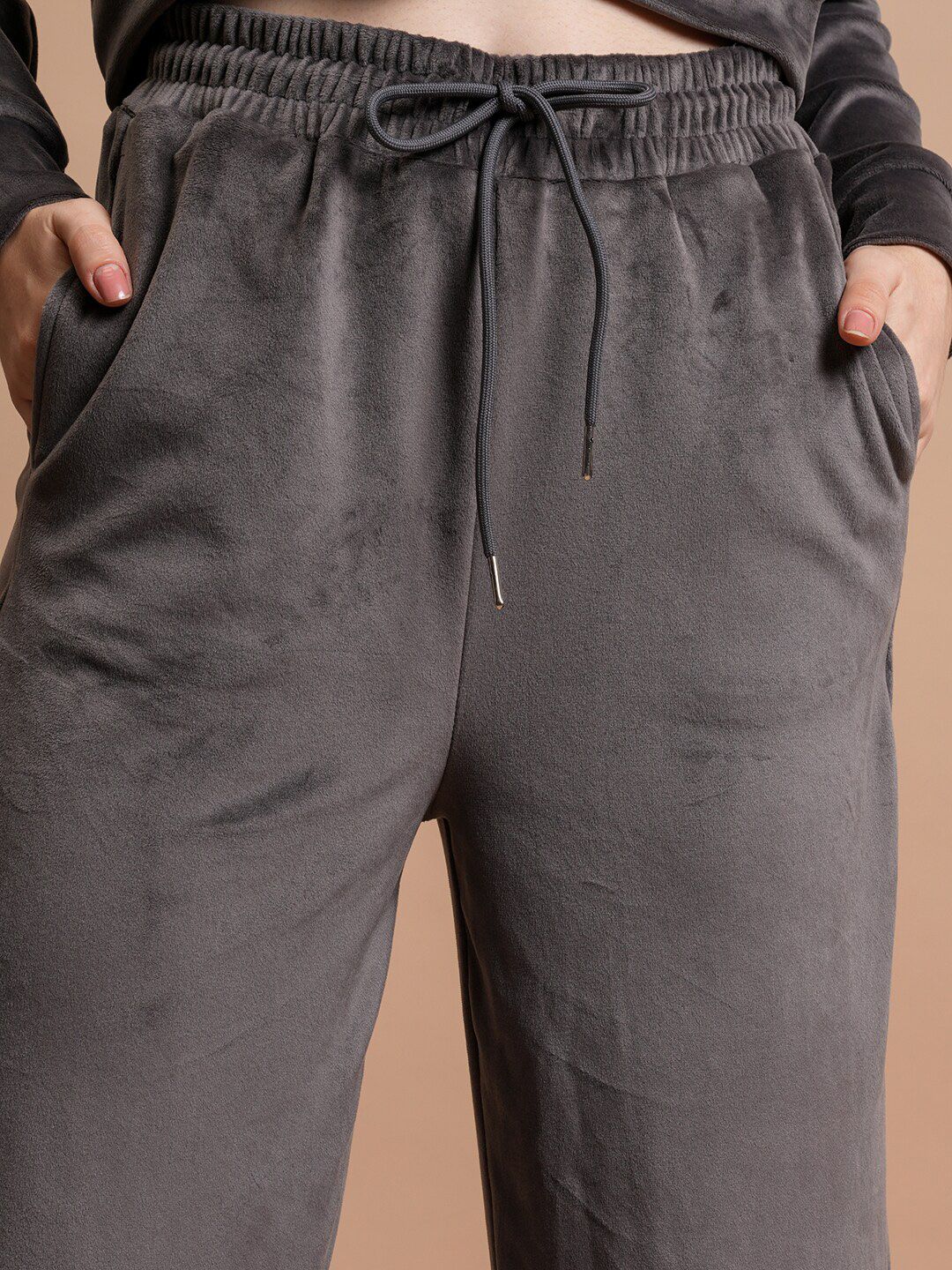 Tokyo Talkies Embellished Hooded Cropped Sweatshirt & Wide Leg Trousers