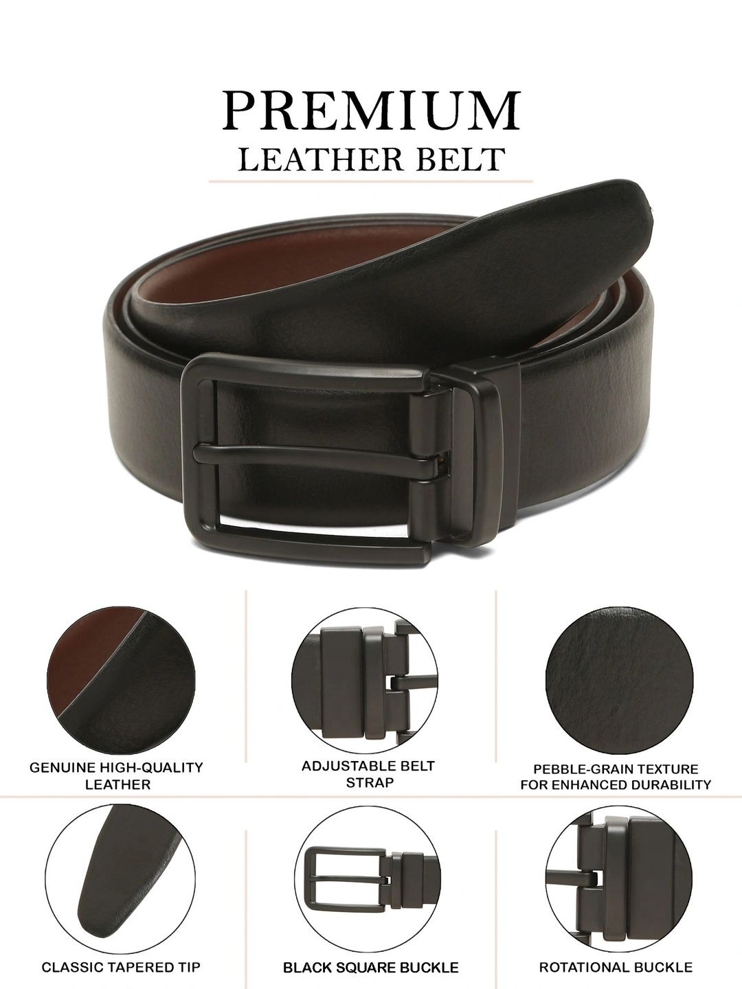 Teakwood Leathers Men Leather Reversible Formal Belt