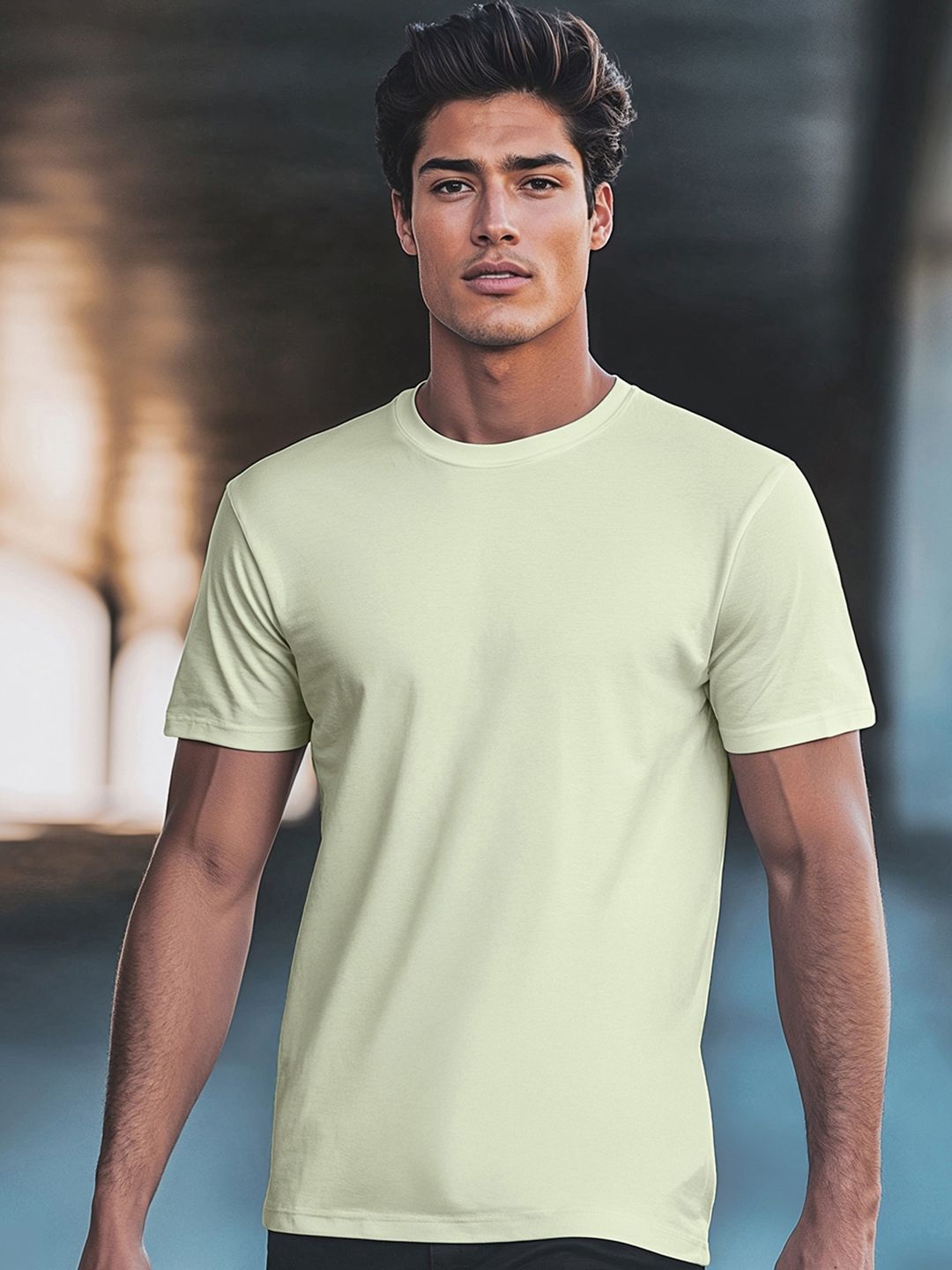 Bewakoof Green Round Neck Short Sleeves Pure Cotton Regular T-shirt