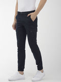 The Indian Garage Co Men Navy Blue Slim Fit Solid Cargo Style Joggers