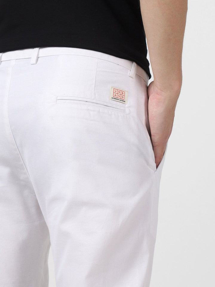Urbano Fashion Men White Slim Fit Easy Wash Trousers