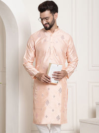 SOJANYA Band Collar Woven Design Kurta