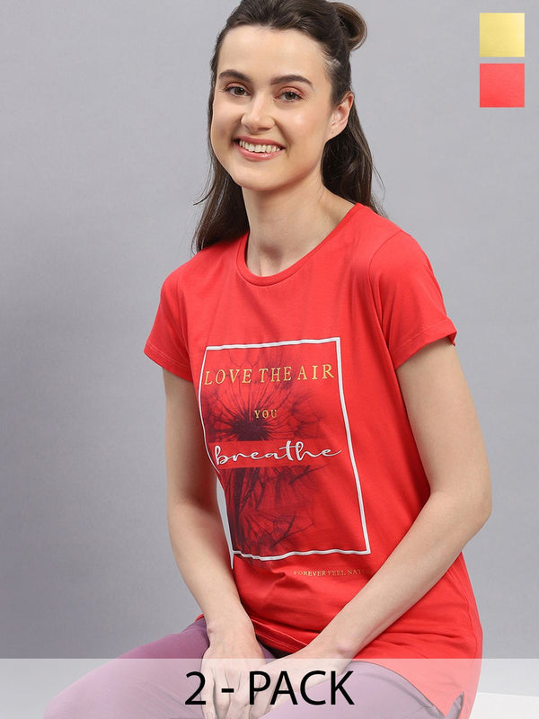Monte Carlo Pack Of 2 Typography Printed Cotton Top