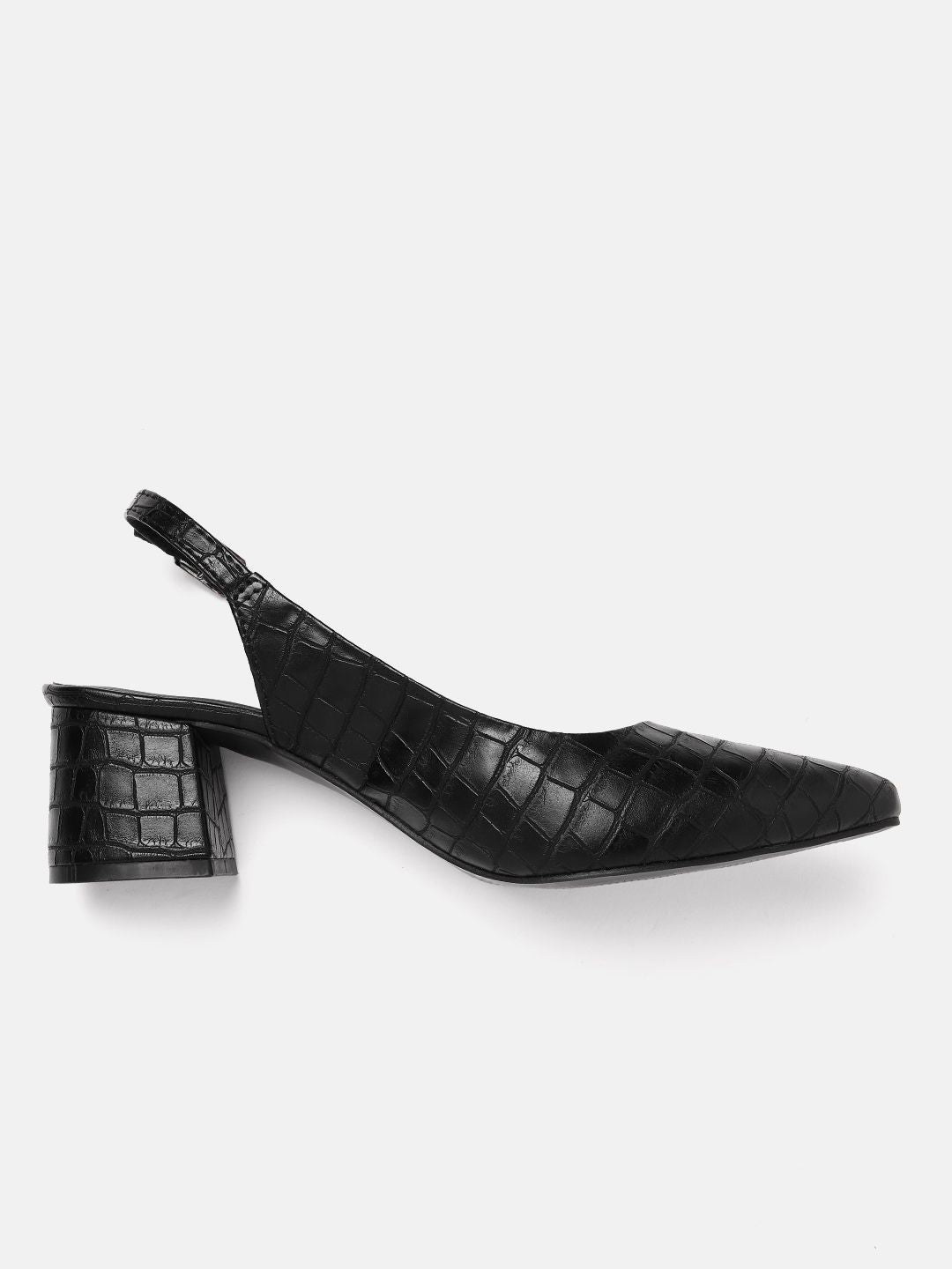 Lino Perros Croc-Textured Block Heel Pumps