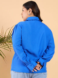 CURVY STREET Plus Size Comfort Frilled Casual Shirt