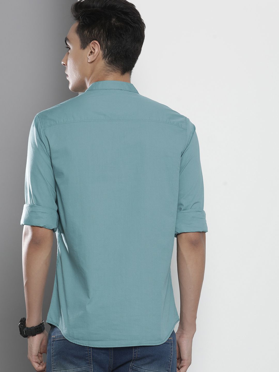 The Indian Garage Co Men Blue Solid Casual Shirt