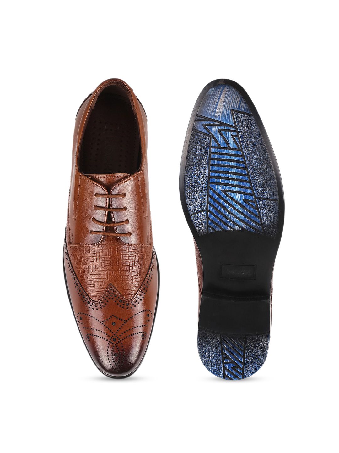 Mochi Men Textured Leather Formal Brogues