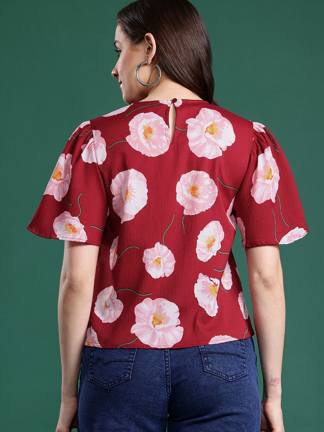 DressBerry Floral Print Flared Sleeve Top