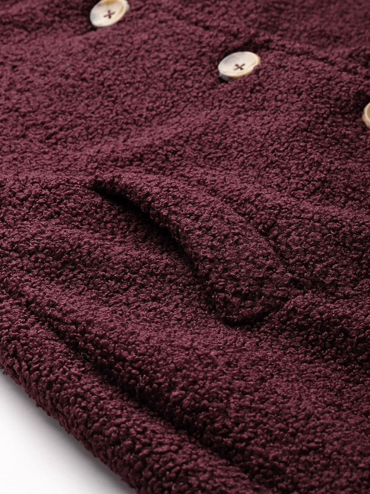 all about you Notched Lapel Sherpa Longline Overcoat