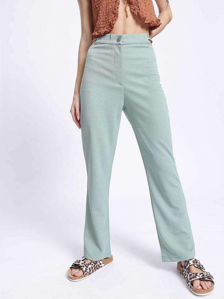 DressBerry Women Street Savvy Textured Cut-Out Detail Trousers