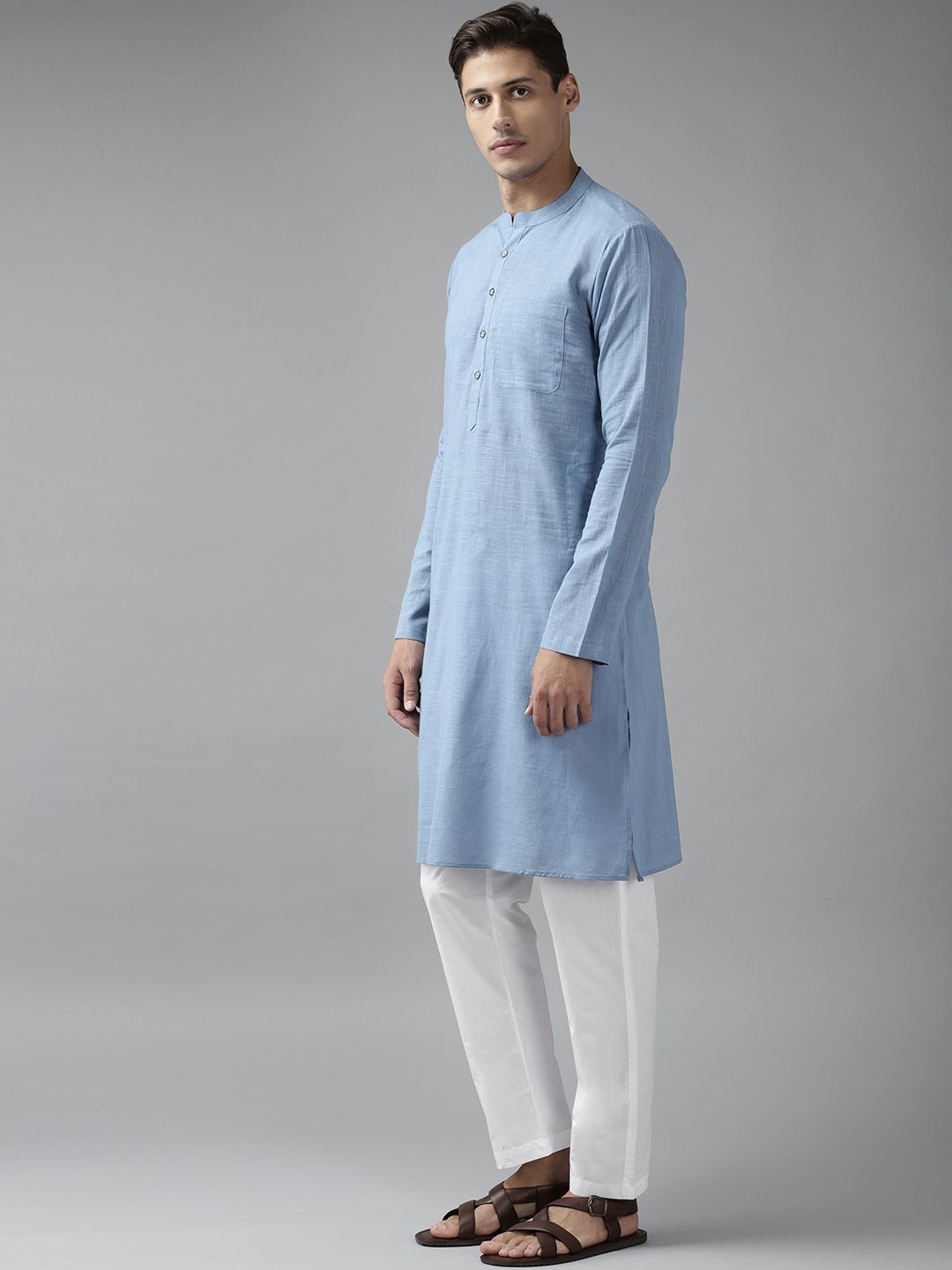 See Designs Men Blue Regular Pure Cotton Kurta with Pyjamas