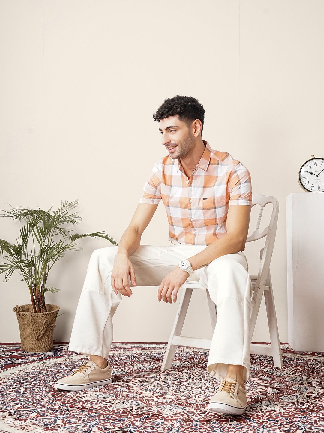 The Indian Garage Co Pure Cotton Checked Casual Shirt