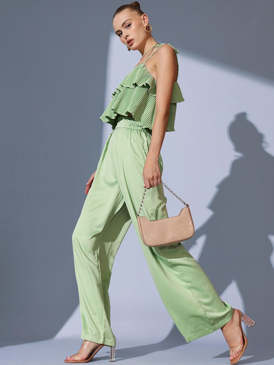 STREET 9 Pleated Shoulder Strap Top With Trouser Co-Ords