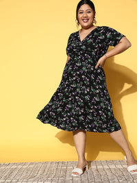 Berrylush Curve Floral Crepe Midi Dress