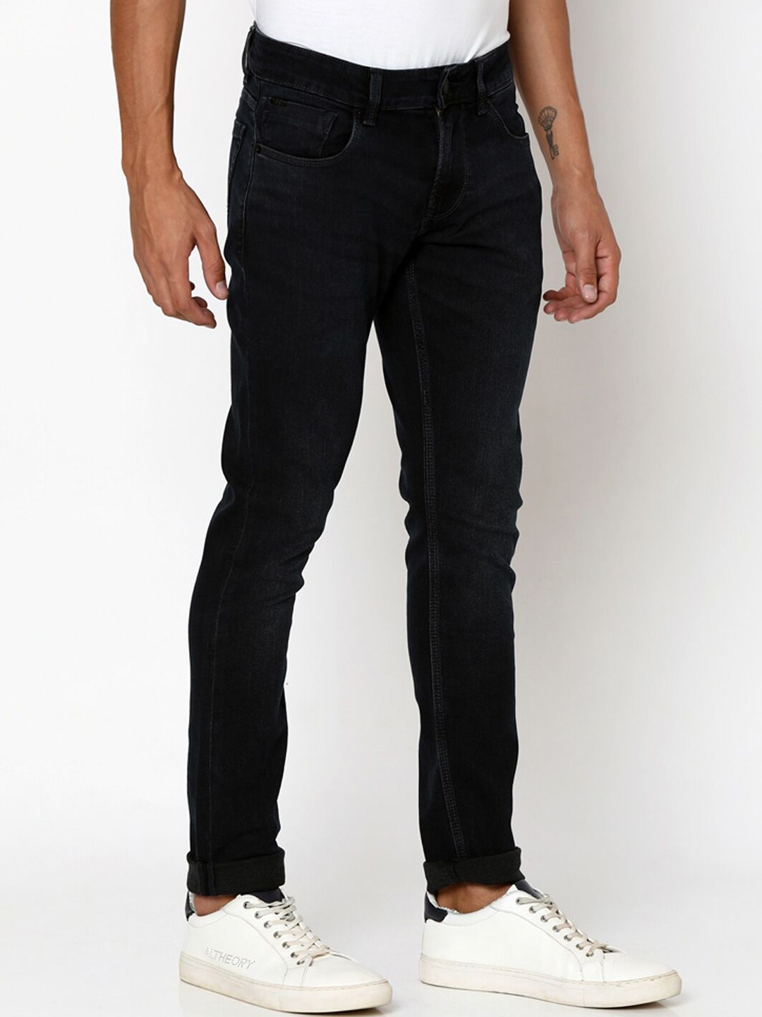 SPYKAR Men Slim Fit Low-Rise Dark Shade Clean Look Stretchable Jeans