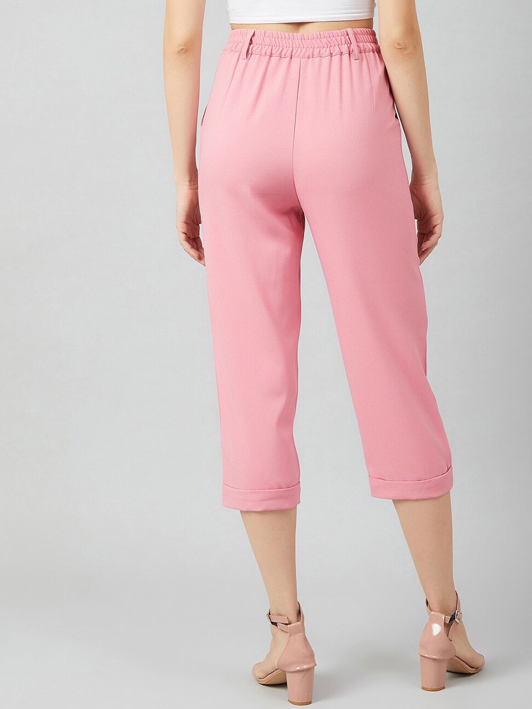 Athena Women Pink Loose Fit Solid Regular Trousers