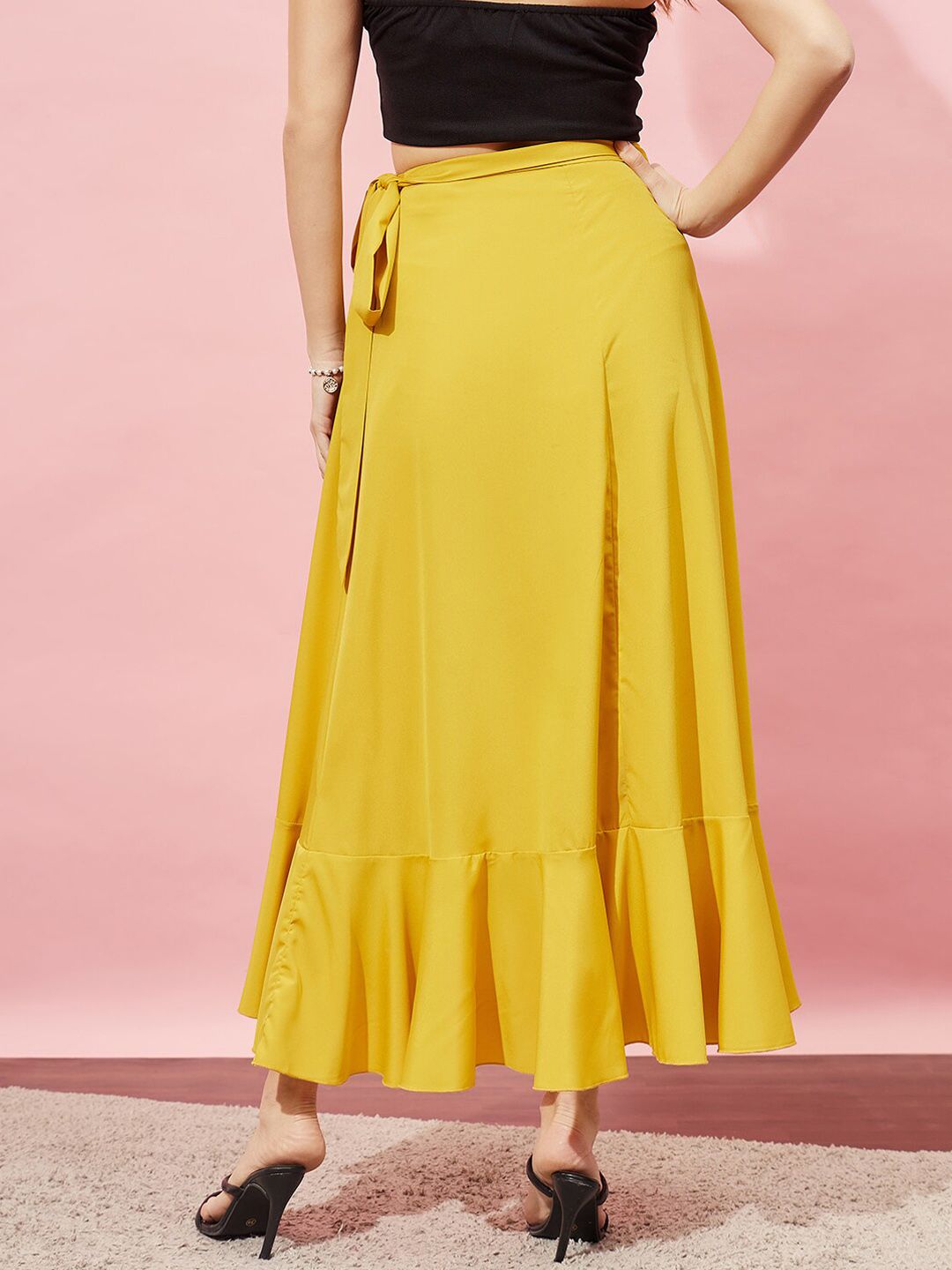 Berrylush Wrap Knot Flared Maxi Skirt
