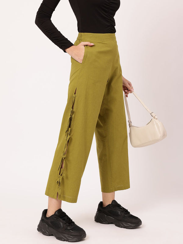 DressBerry Women Bow-Up Cropped Trousers