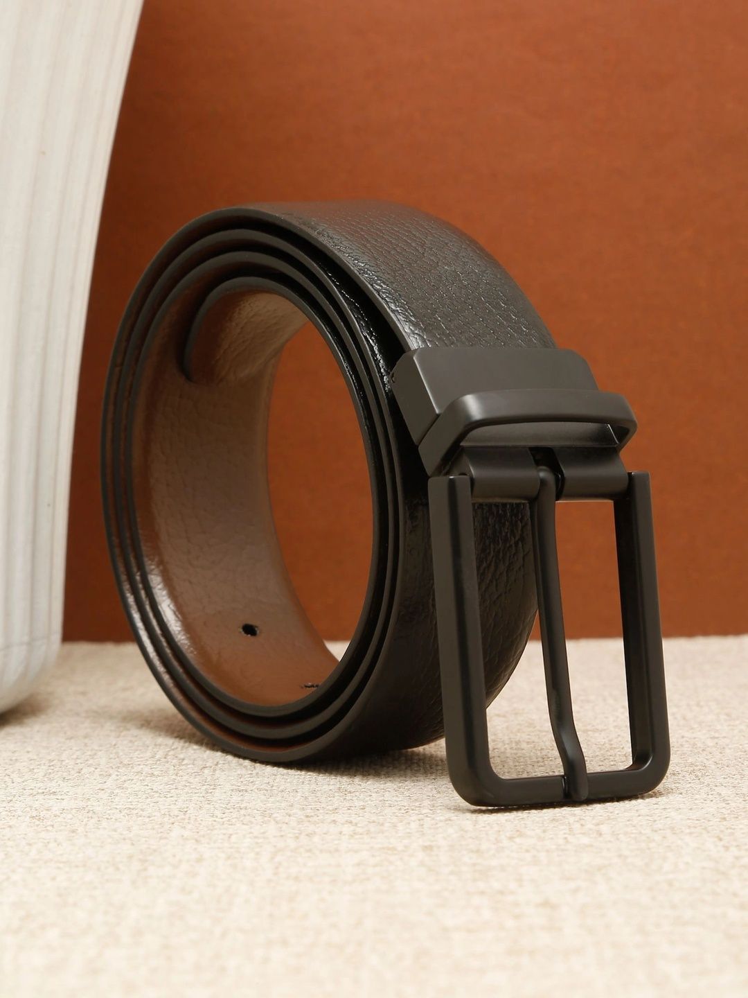 Teakwood Leathers Men Textured Leather Reversible Formal Belt