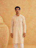 SOJANYA Floral Embroidered Sequinned Band Collar Pure Cotton Kurta With Churidar