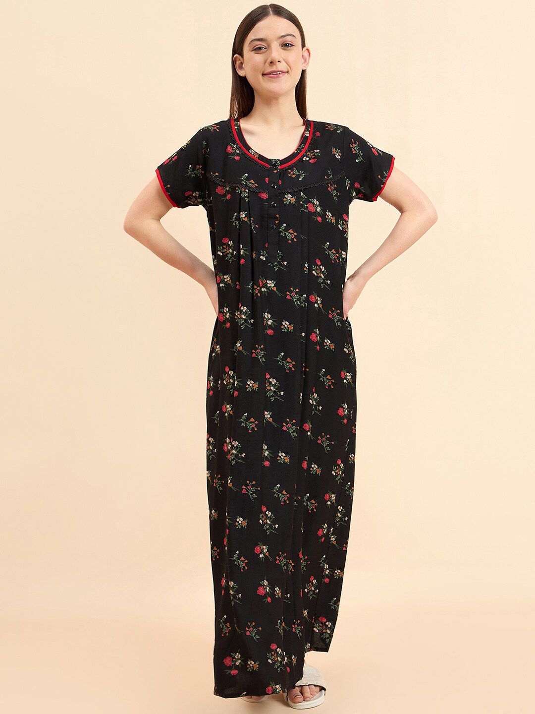 Sweet Dreams Floral Printed Pure Cotton Maxi Nightdress