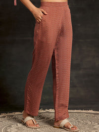 Libas Floral Printed Tie-Up Neck Three-Quarter Sleeves Sequinned Kurta with Trousers