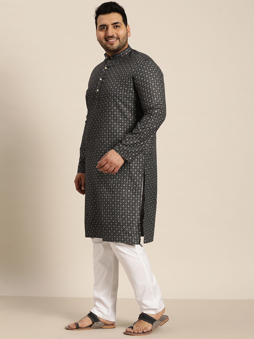 SOJANYA PLUS Men Plus Size Ethnic Motifs Printed Kurta