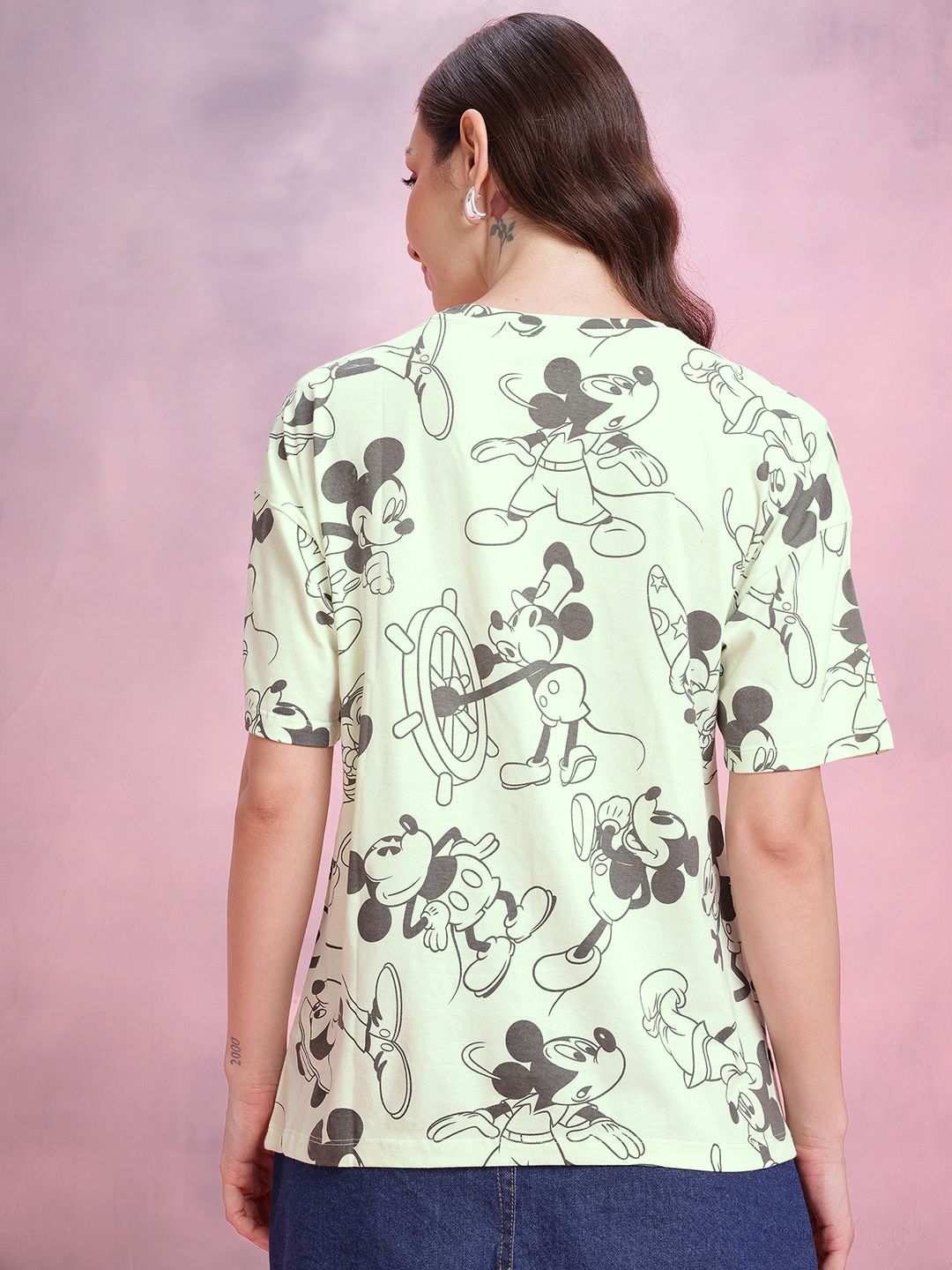 DressBerry Mickey Mouse Print Relaxed Pure Cotton T-shirt
