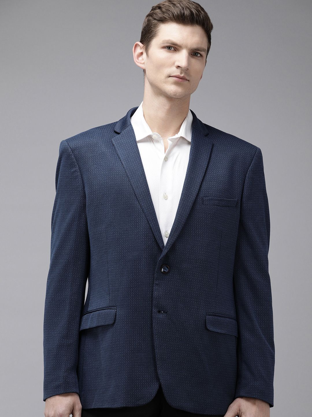 Park Avenue Super Slim Fit Self Design Single-Breasted Formal Blazers