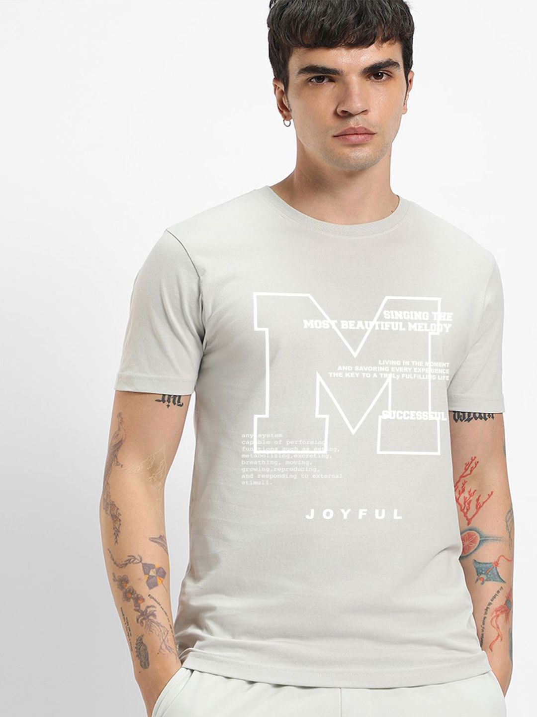 Bewakoof Men Typography Printed Round Neck Pure Cotton T-shirt