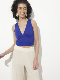 DressBerry Electric Blue Edgy Essential Crop Top