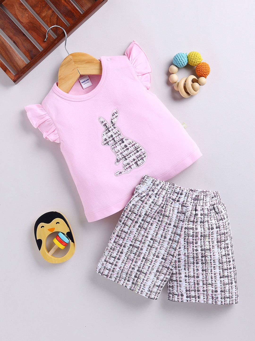 Moms Love Infant Girls Pure Cotton Top with Shorts