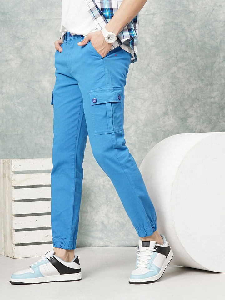 The Indian Garage Co Men Blue Smart Slim Fit Trousers