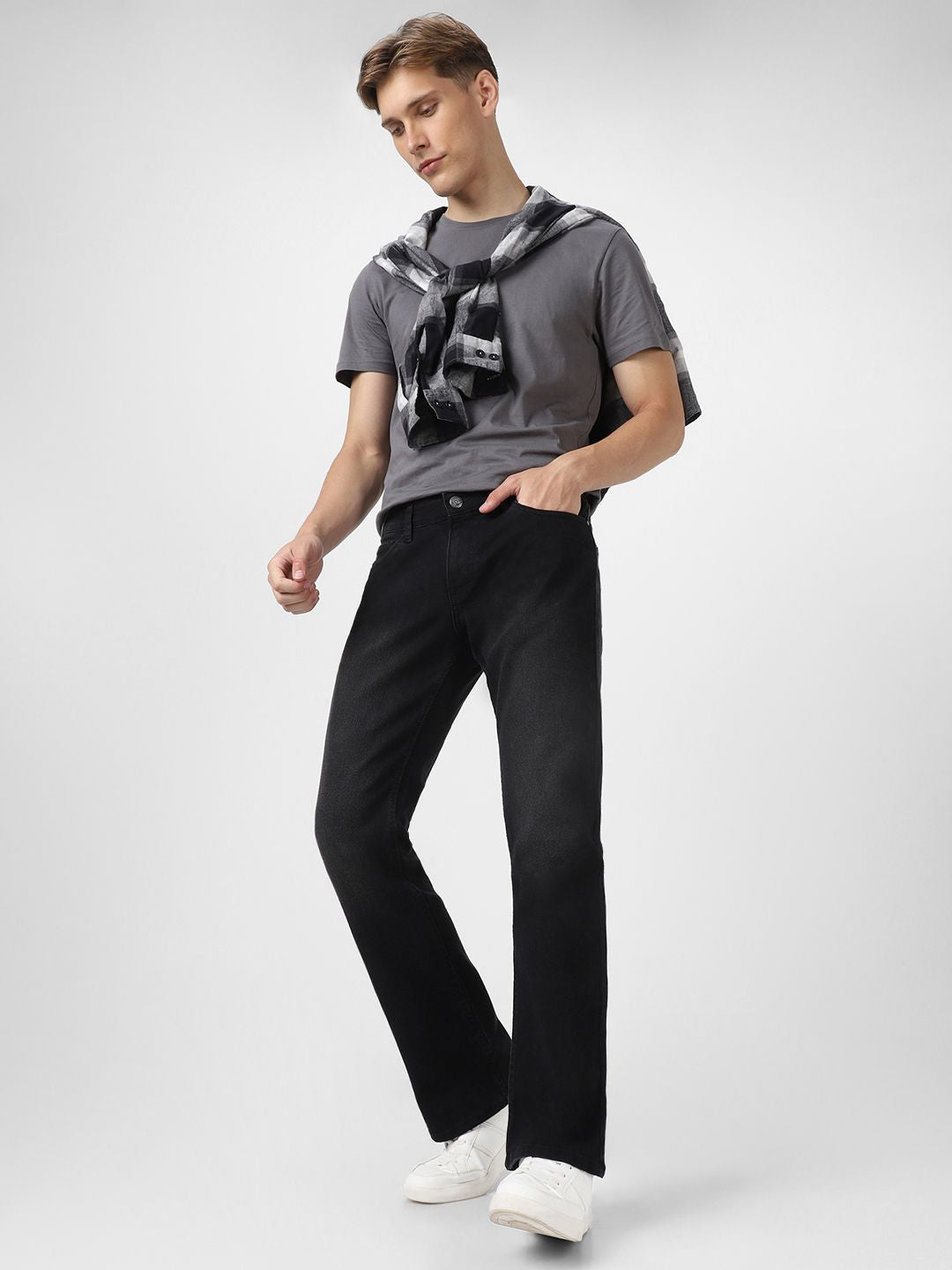Urbano Fashion Men Bootcut Light Fade Stretchable Jeans