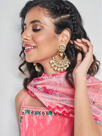 Global Desi Floral Embroidered Thread Work Kurti With Palazzos & Dupatta