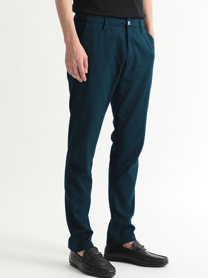 RARE RABBIT Cellular Mid Rise Cotton Slim Fit Trouser