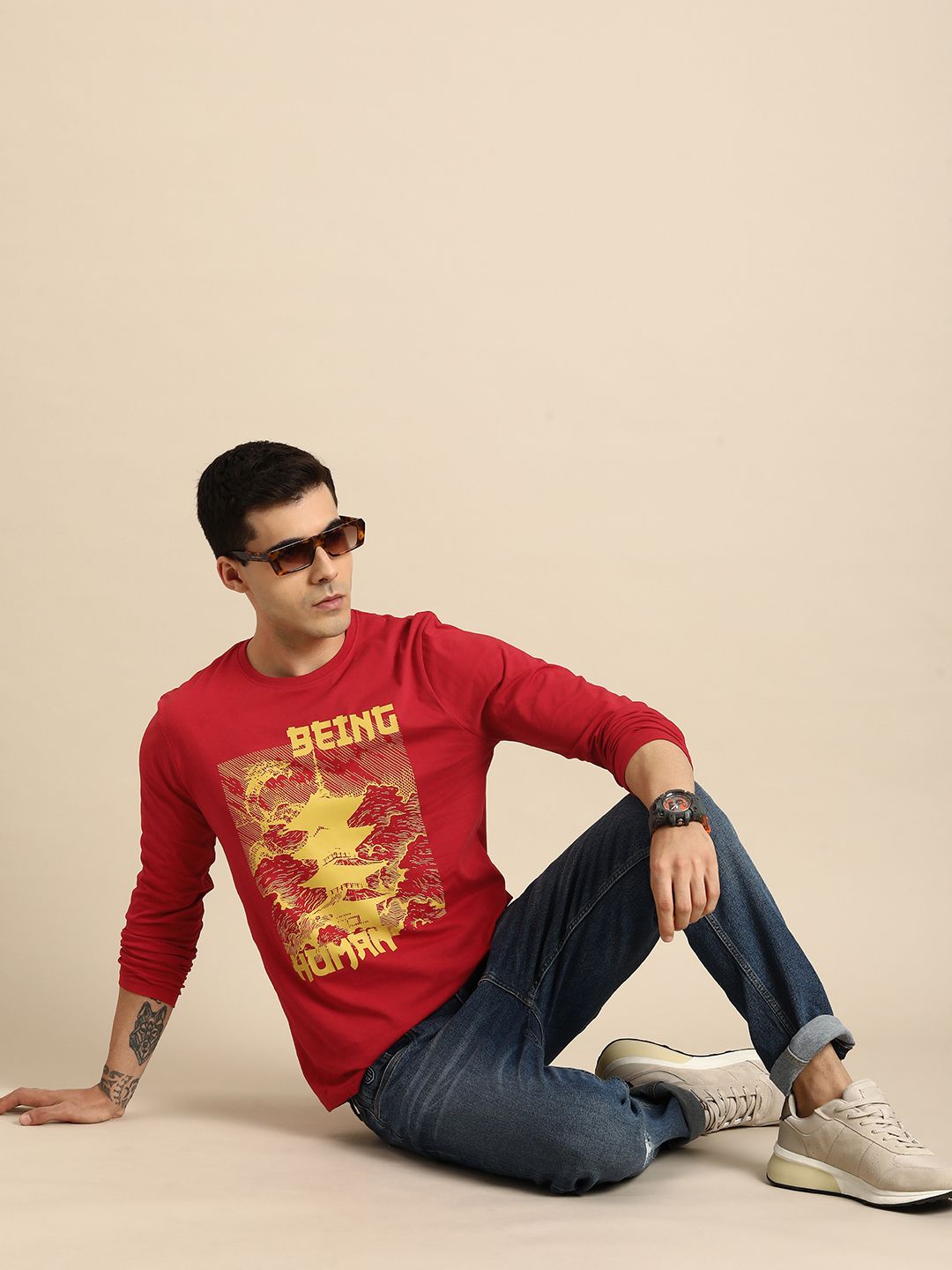 Menjadi T-Shirt Kapas Tulen Bercetak Manusia