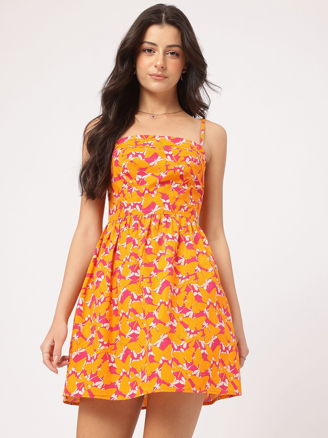 DressBerry Dynamic Feminine Floral Print Strappy Mini A-line Dress