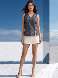 Mamicha Geometric Print Cotton Top