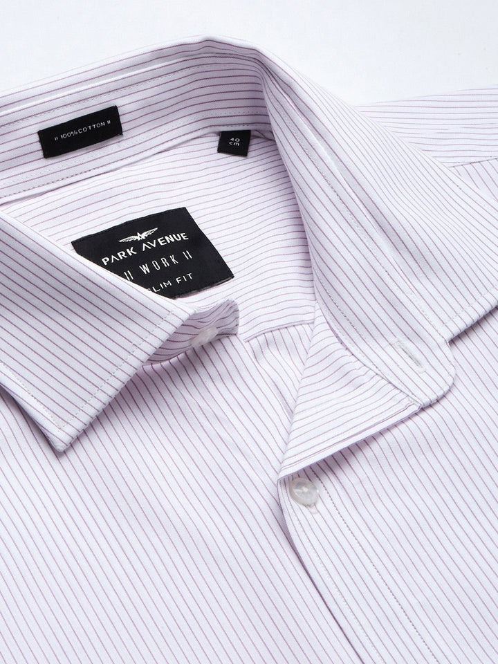 Park Avenue Men Purple And White Pinstriped Slim Fit Pure Cotton Formal Shirt