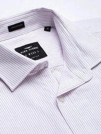 Park Avenue Men Purple And White Pinstriped Slim Fit Pure Cotton Formal Shirt