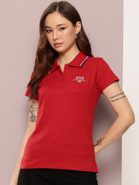 Dillinger wanita biasa fit lencana sulaman polo tshirt