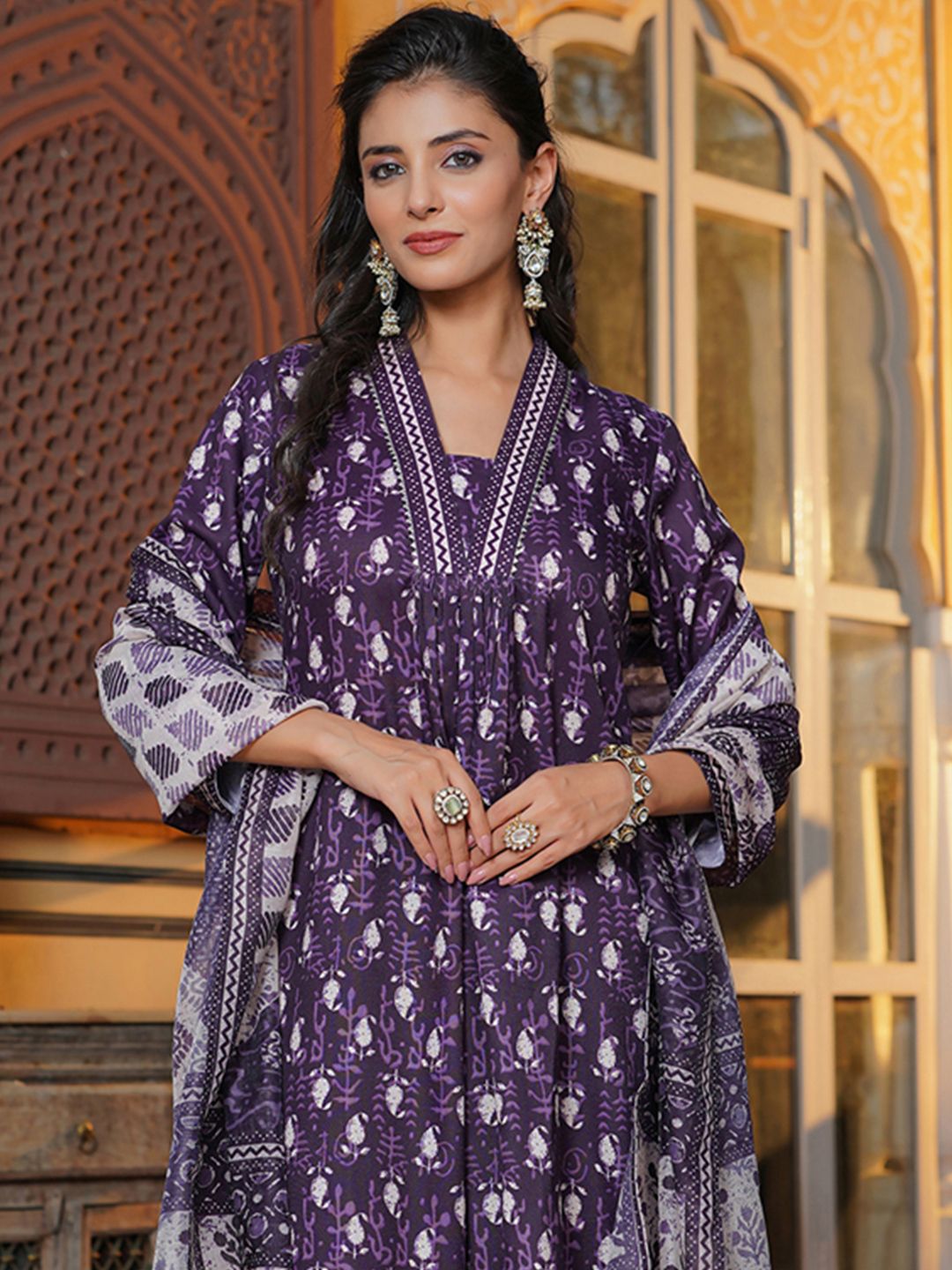 KALINI Women Paisley Printed Regular Kurta with Palazzos & Dupatta