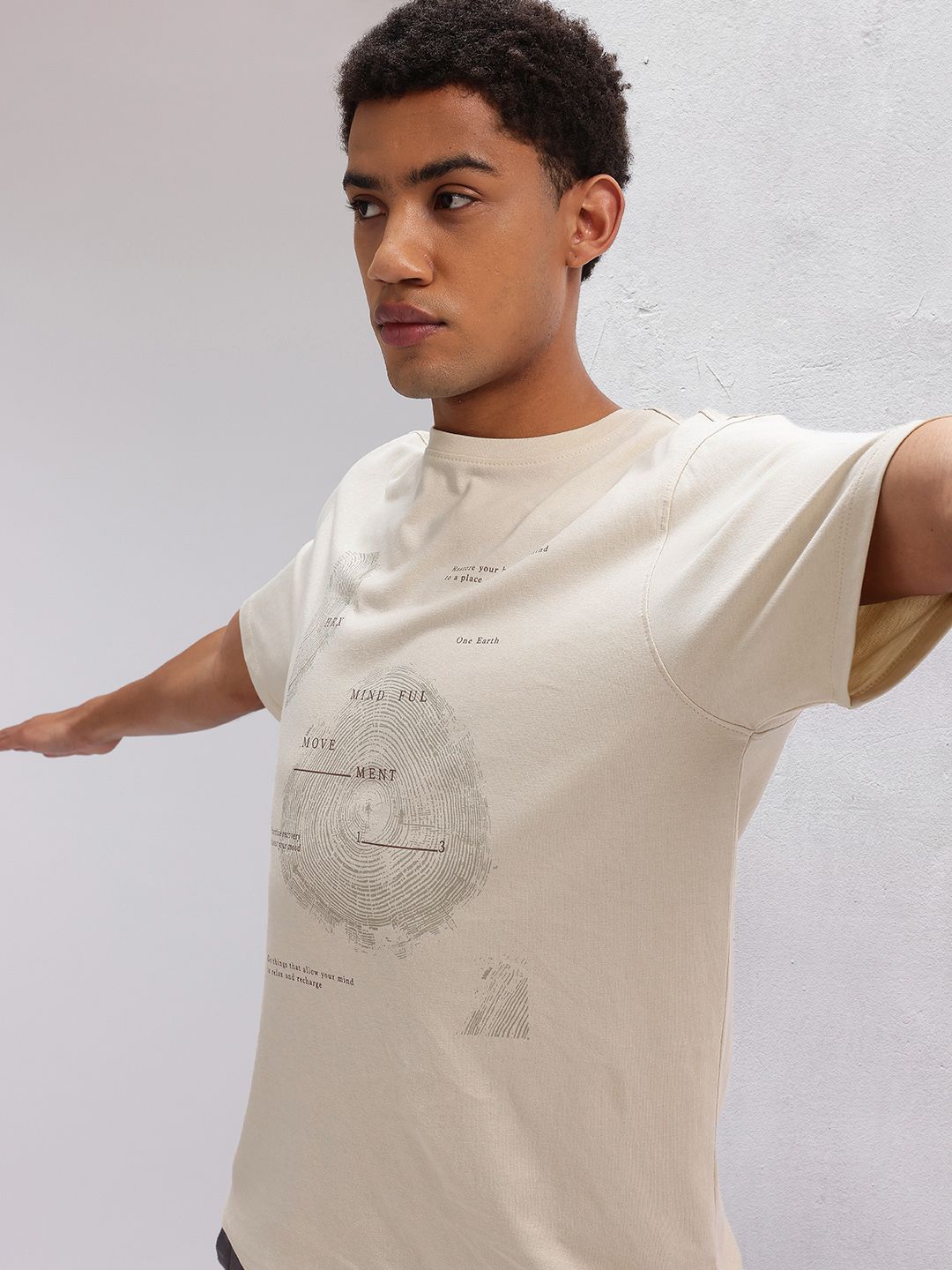 HRX oleh Hrithik Roshan dicetak T-shirt Yoga Kapas Pure