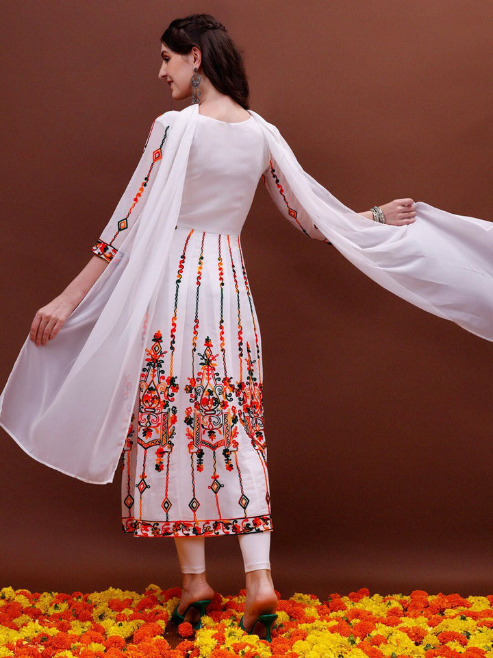 KALINI Chikankari Embroidery Georgette Anarkali Kurta & Dupatta