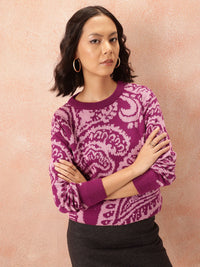 all about you Abstract Print Longline Pure Acrylic Pullover