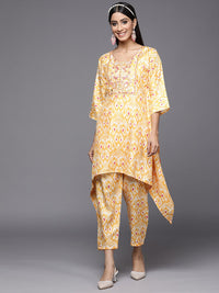 Indo Era Women Yellow Ethnic Motifs Printed Sequinned Kurta with Trousers