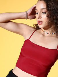 Berrylush Charming Red Solid Super Cropped Top