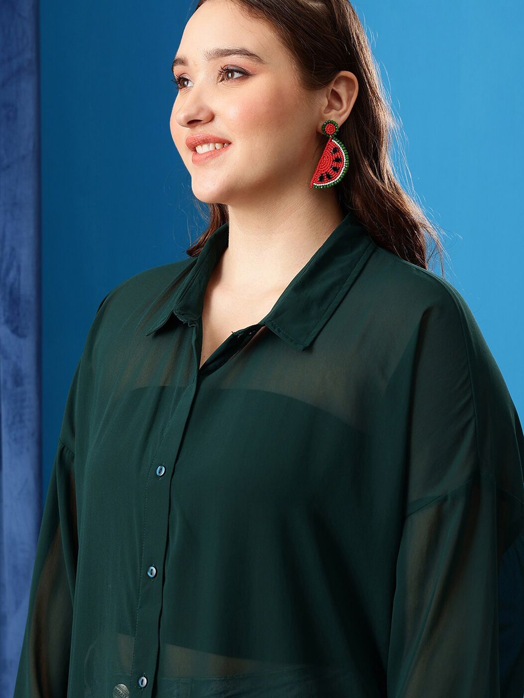 CURVY STREET Comfort Spread Collar Oversized Shirt