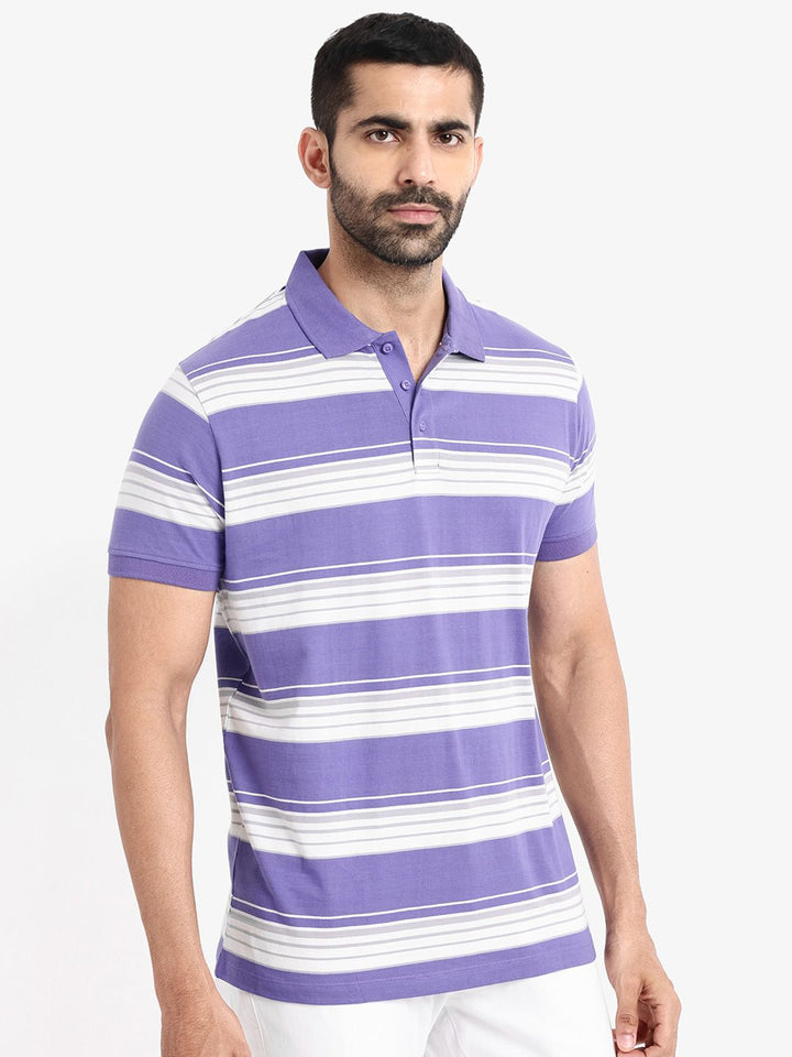 RARE RABBIT Men Rings-4 Slim Fit Solid Polo Collar Pure Cotton T-Shirt